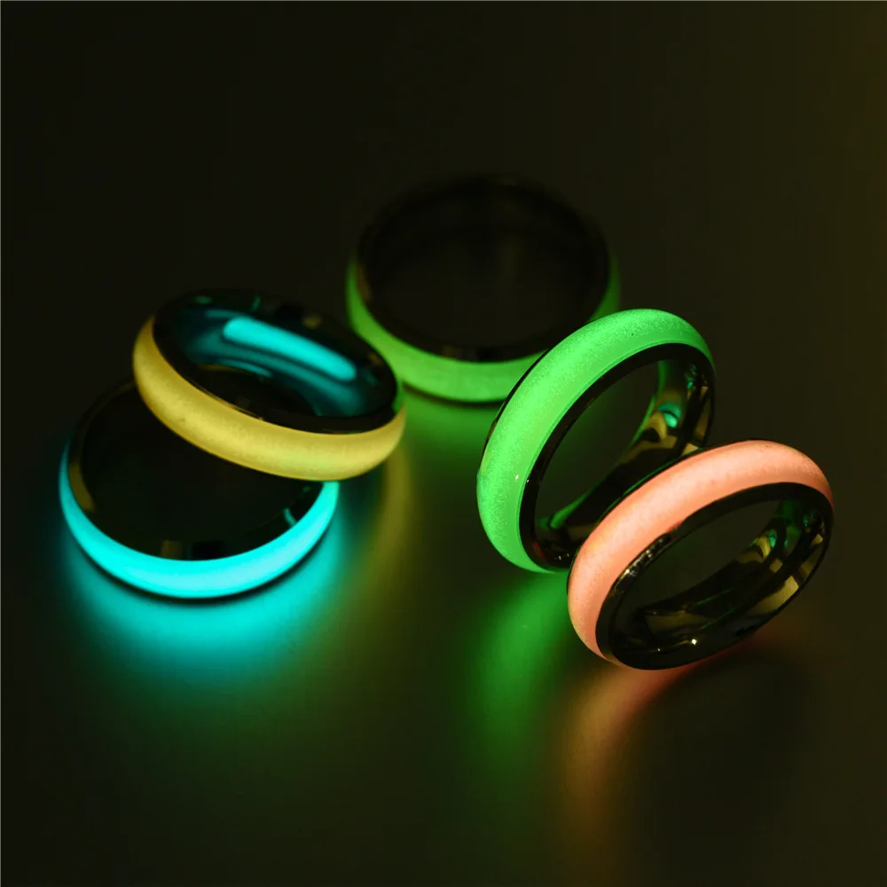 Unisex Stainless Steel Luminous Rings for Men Bar Party Glowing Florescent Ring for Women Novelty Jewelry for Party WC040