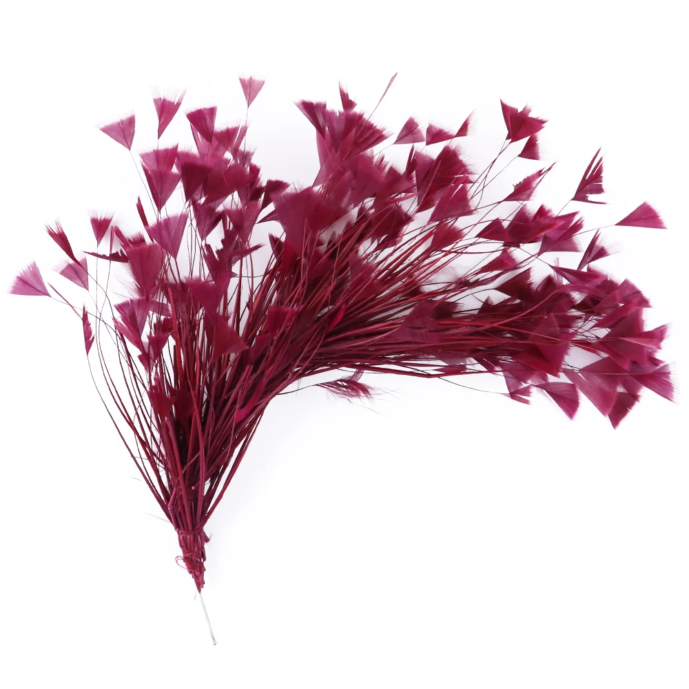 1 Bunch Burgundy Red Turkey Feathers Flower Crafts for Headdress Decoration DIY Handwork Multicolor Natural Hand Trimmed Plume