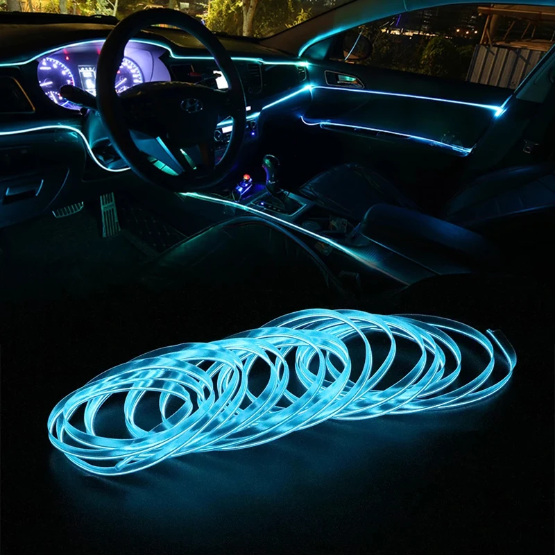 Eclairage intérieur de voiture à fil EL, LED ambiante, bande RVB flexible, escales automatiques, tube NJosé, lampe USB souple, ULd\'éclairage, bande