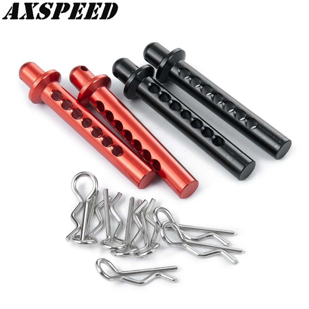 AXSPEED Aluminum Body Post Mounts Car Shell with R Clips Fixing Column for 1/10 RC Crawler Axial SCX10 90046 Accessories