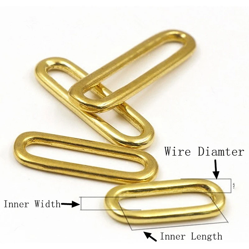 2 PCS 20-51mm Solid Brass Close End Seamless connection Oval Ring For Strapping Bag Collar Belt Leather Craft Accessories