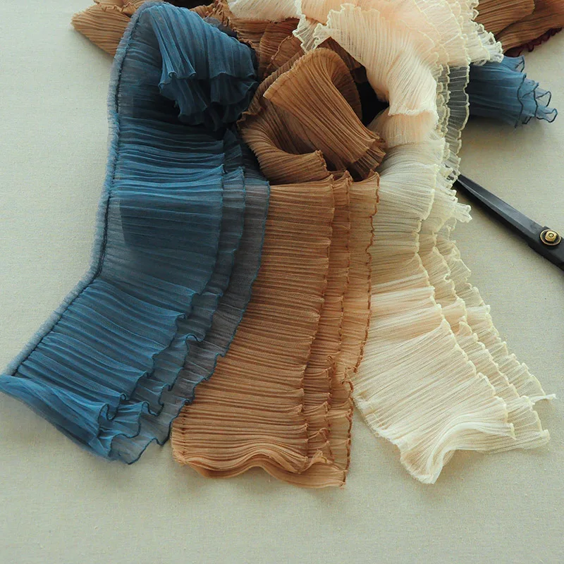 5meters 3 Layers Pleated Mesh Ruffled Tulle Lace Trim Fabric DIY Children's Tutu Skirt Wedding Dress Costume Baby Clothing Decor