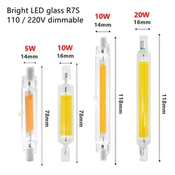 R7S J118 COB LED Bulbs 78mm 10w 118mm 15w 135mm 20w 189mm 110v 220v Warm White Cool White 90-120m per watt Replace Halogen Lamp