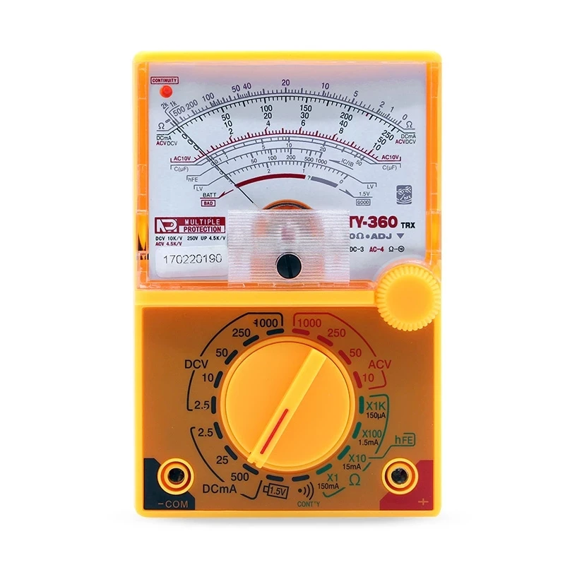 TY-360 DC/AC 1000V Voltmeter 500mA Ammeter 1K Resistance Meter Analog Multimeter Tool