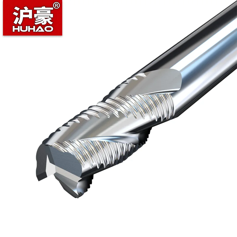 

HuHao 3 Flutes Wave Edge Full-Grinding Endmills Open-Coarse Aluminum Copper Roughing Milling Cutters For CNC Machining Center