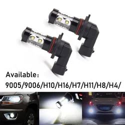 2pcs 9005 9006 H10 H16 H7 H11 H8 H4 LED Fog Light Headlight Bulb Signal Lamp Car Running Lamp 6000K 50W White