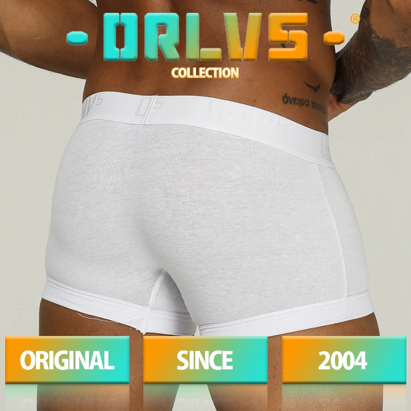 ORLVS Brand Men Underwear Sexy Boxers Cotton Breathable Comfortable Underpants Penis Pouch Male Panties Cueca Tanga Men Shorts