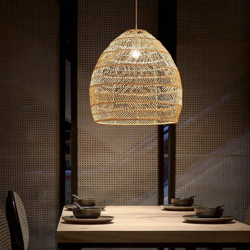 Imagem -03 - Vintage Artesanal Rattan Lustre Restaurante Bar Quarto Luz Led Chinês Pastoral Casa Ficar Tatami Decorativo Lustre