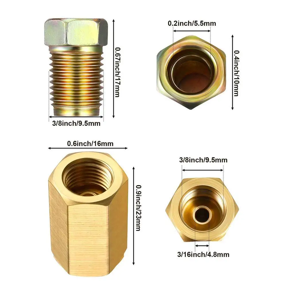 Brake Fittings Brass Inverted Pipeline Accessories Flare Union Compression Fitting Connector Adapter Car Tool