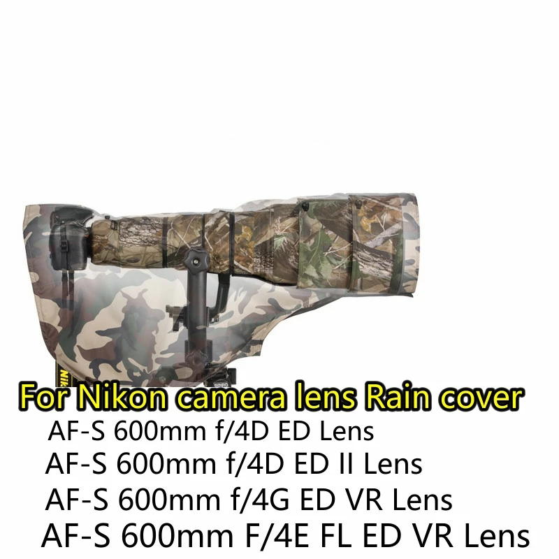 

ROLANPRO Rain Cover Raincoat for Nikon AF-S 600mm F/4E FL ED VR Telephoto lens Army Green Camouflage Guns Cover Lens Coat L Size