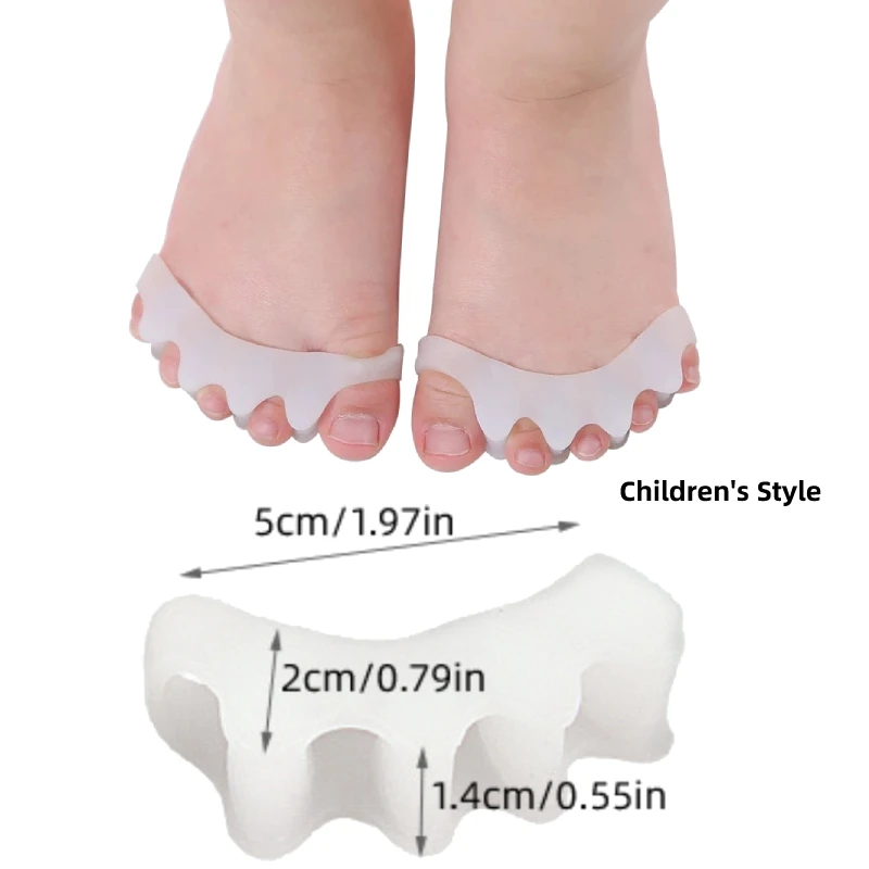4pcs=2pairs Child Toe Separator Stretcher Silicone Bone Straightener Spreader  Hallux Valgus Corrector Foot Care For Kids