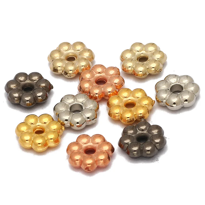 200Pcs/lot 6mm Plated CCB Charm Spacer Beads Round Gear Beads For Jewelry Making Findings Bracelet Necklaces Diy Accessories