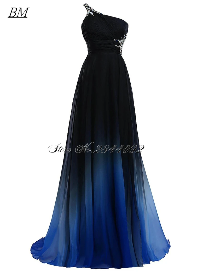 BM Ombre Chiffon Long Prom Dresses 2025 One Shoulder Beading Gradient Formal Evening Dress Party Gown Vestidos De Gala BM640