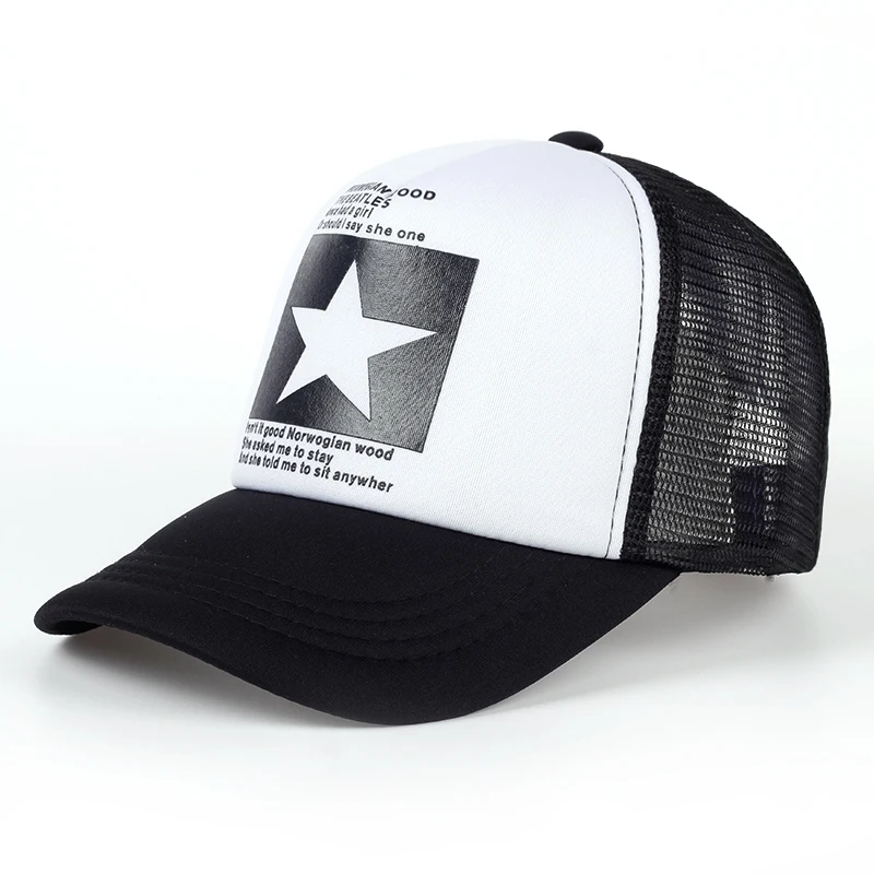 Unis Baseballkappe mit fünfzackigem Stern-Aufdruck, Frühling und Sommer, atmungsaktive Netzkappen für Männer und Frauen, Outdoor-Sonnenschutzhut, verstellbarer Wild-Hut – Detail 6