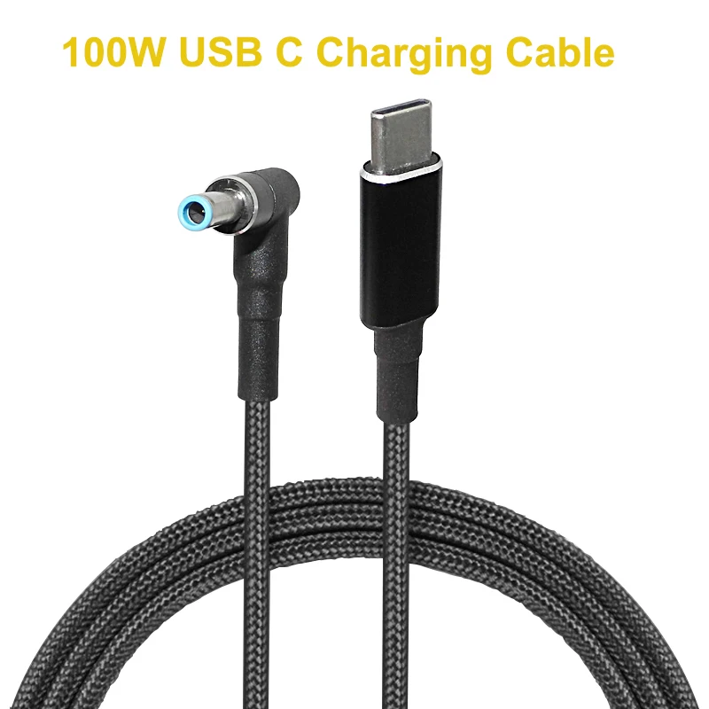 100W USB Type C Fast Charging Cable to 4.5*3.0mm Laptop Converter Dc Plug PD Emulator Trigger Cor for Hp Connector