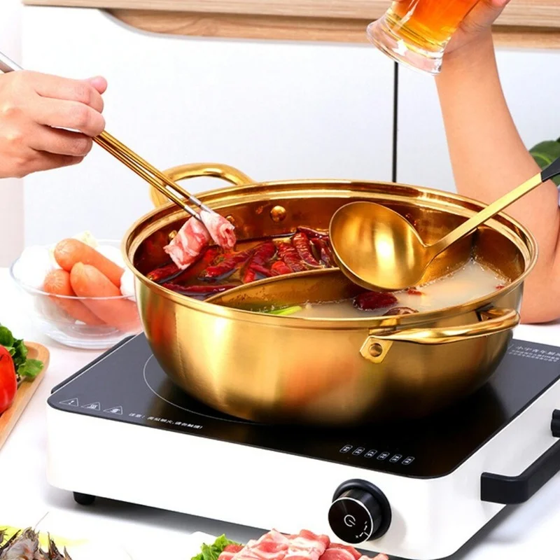 Single Layer Compatible Soup Pot Household Cookware Chinese Hot Pot Stainless Steel Pot Kitchen Utensils