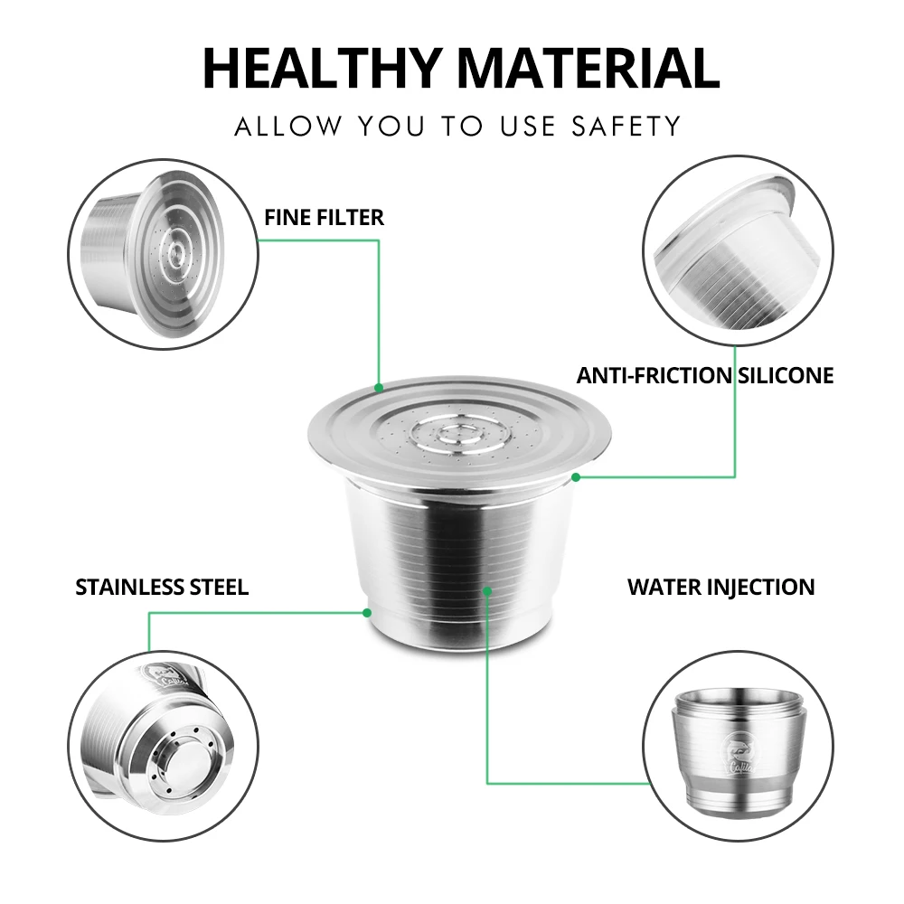 RECAFIMIL Reusbale Coffee Capsule for Nespresso Stainless Steel Coffee Filter Espresso Cafe Cup for Esssenza Mini D30 Maker