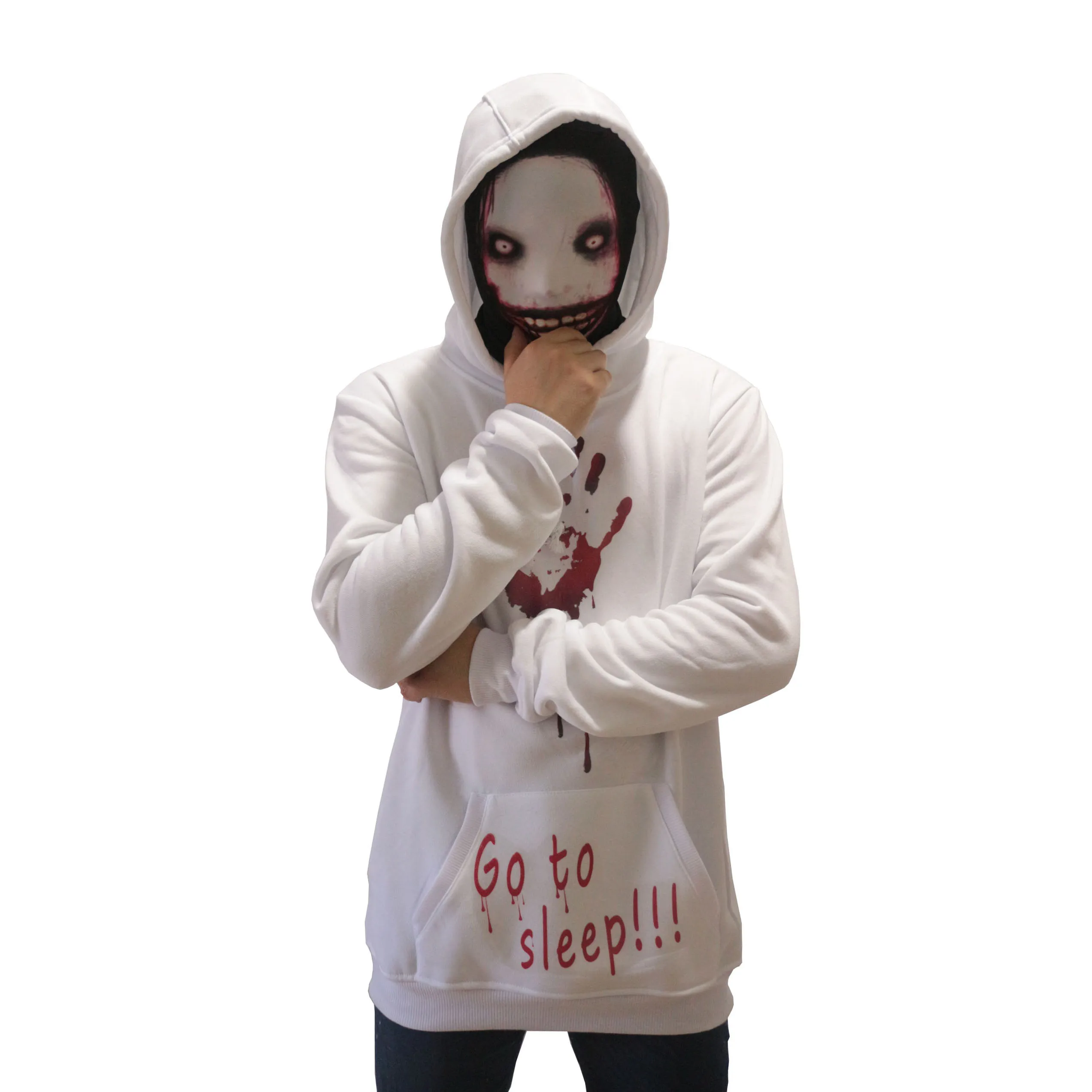 Creepyasta Jeff The Killer Hoodie Unisex Thicken Pullover Jacket Sweater Halloween Costume Cosplay