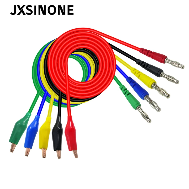 JXSINONE P1042 Shrouded Red Copper Electrical Clamp Alligator Clip to  Banana Plug Test Cable Lead Tester Probe for Multimeter