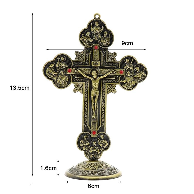 Catholic Christianity Religious Cross Icon 12 apostles statue Jesus crucifijo crosses Exorcism Office Home Decoration Crafts view 2