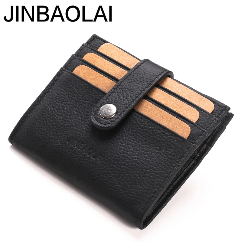 AliExpress Foreign Trade Supply 12 Card Holder Men's Full-Grain Leather Buckle Genuine Leather Card Bag Document Bag Coin Purse