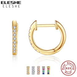 ELESHE 925 Sterling Silver Geometric Round Circle Hoop Earrings for Women Rose Gold Earrings Wedding Fashion Jewelry Gift