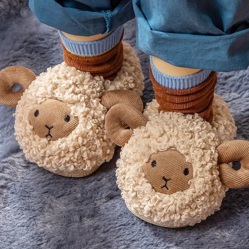 Children Winter Soft Plush Fluffy Slippers For Home Kids Girls Boys Flat Shoes Warm Room Cute House Fur Slippers Toddler Indoor