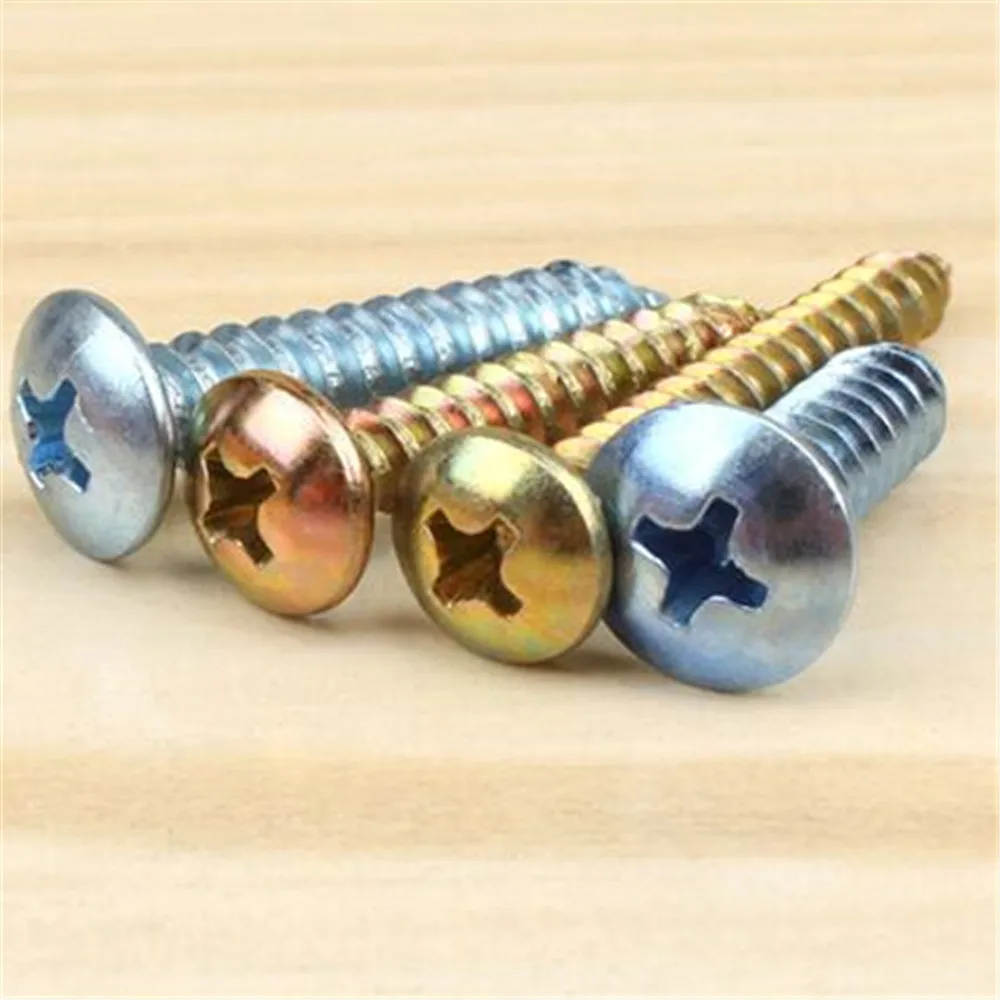 Large Flat Head Self-tapping Screw Cross Carbon Steel Color Zinc Blue White Zinc Woodworking Household Screw Hand Screw