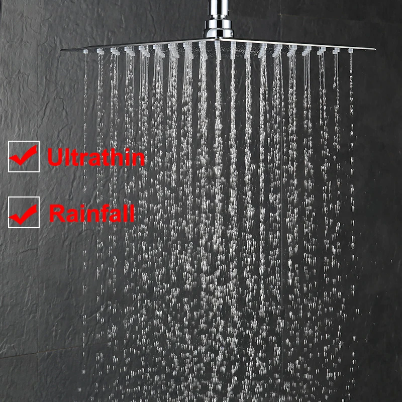 

Vidric Vidric Concealed LED Change Rainfall Shower Faucets Set Ultrathin Shower Head Single Handle Mixer Tap Bath&Shower Faucets