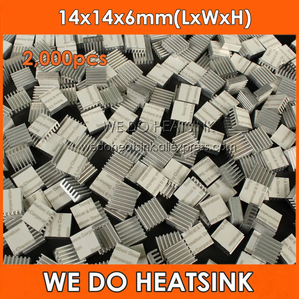 Imagem -01 - Fita Adesiva Isolante Térmica 2000 Peças 14x14x6 mm Alta Condutividade Alumínio Extrudido Dissipador de Calor