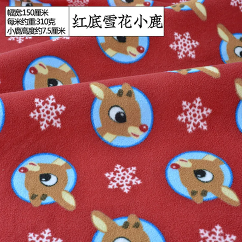 Half Meter Cartoon Polar Fleece Fabric For Autumn Winter Pajamas Household Scarf Blanket Thicken Warm Short Plush Cloth T1068