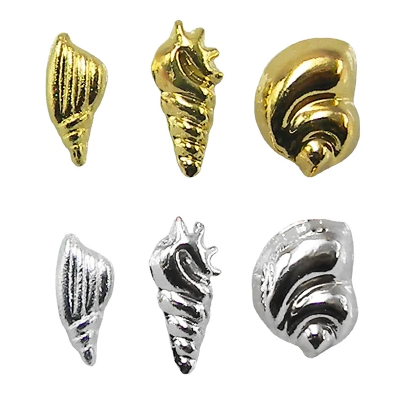 100Pcs Sea Seires Nail Art Rhinestones Shell Starfish Seahorse Multishapes Gold Silver Metal Rivet Charms For Acrylic Nails