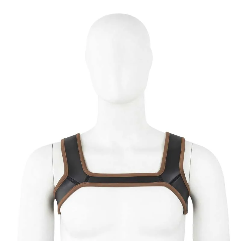 Neoprene Fetish Harness Men BDSM Gay Chest Harness Belts Punk Rave Body Bondage Clothing Sexy Male Crop Tops for Puppy Play