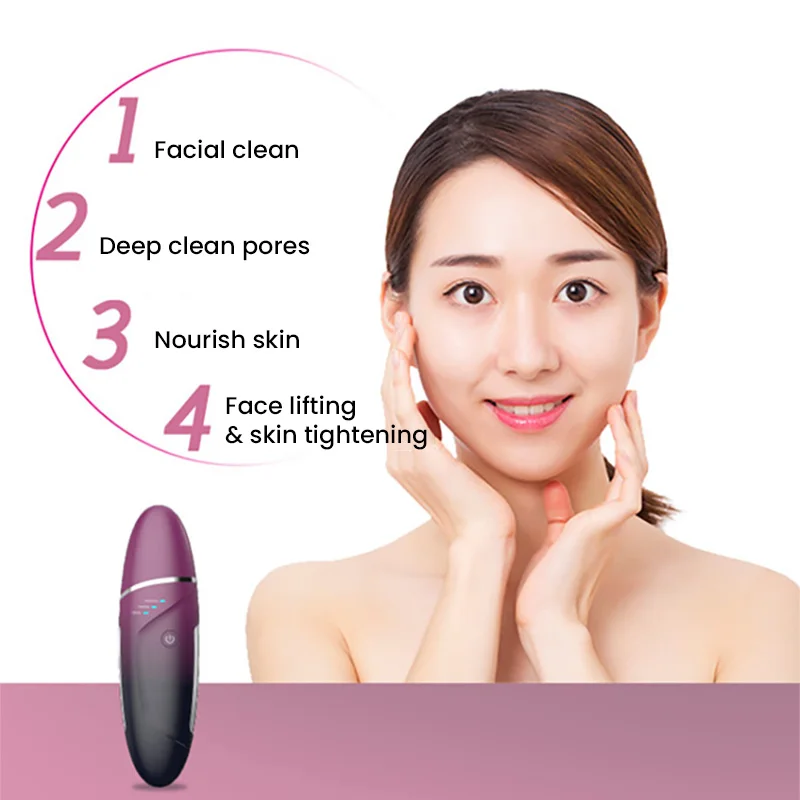 Scrubber per la pelle Exfoiator pulizia profonda del viso spatola facciale rimozione di punti neri 3 modalità strumento di sollevamento EMS ad ultrasuoni ricaricabile USB