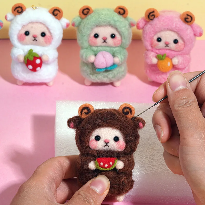 Non-Finished DIY Lovely Sheep Wool Felt Doll Needle Felting kit Accessories Felt Poked For Kids Children Handmade DIY Package