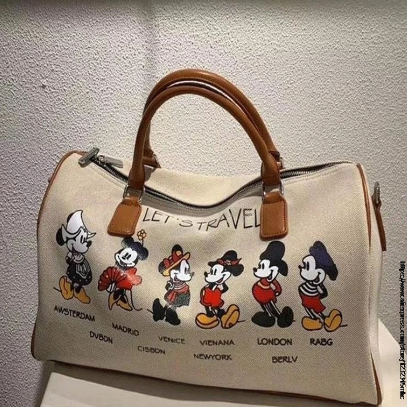 Fashion Disney Mickey Mouse Women Shoulder Messenger Bag Lady Minnie Handbag Travel Bag High Capacity For Women Shopping Use