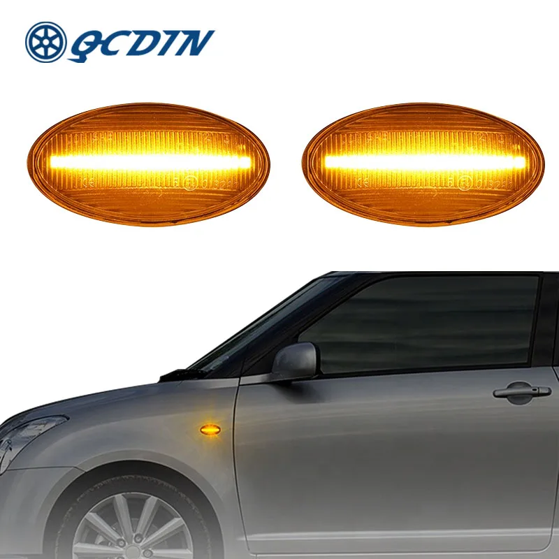 QCDIN For Suzuki Swift Alto SX4 2006-2008 Amber LED Side Marker Light Turn Signal Light T10 Adapter Non-Polarity Signal Light