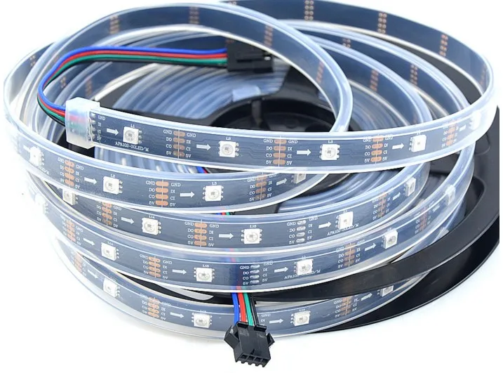 Imagem -04 - Led Pixel Strip 30 60 144 Led Pixels m Dados e Relógio Separado Rgb Individual Endereçável Led Digital Stripdc5v Apa102 Sk9822