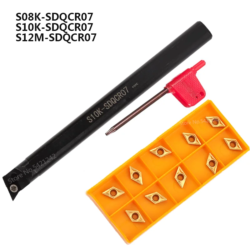 S08K-SDQCR07 S10K-SDQCR07 S12M-SDQCR07 S16Q-SDQCR07 CNC torno ferramenta de corte suporte de ferramenta de torneamento interno DCMT 070204   Inserção de metal duro