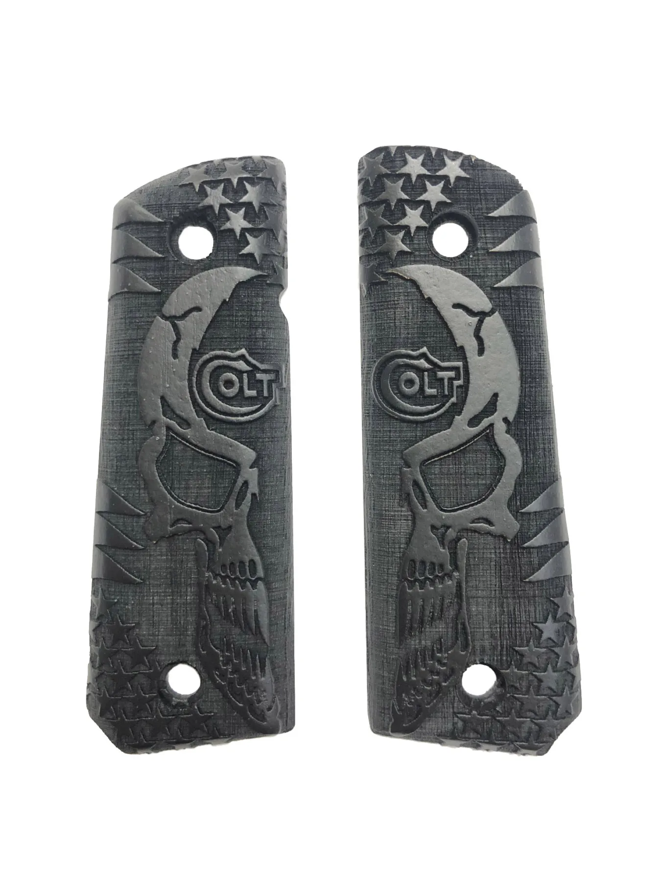 

Colt 1911 Compatible Laser Cut Black Wooden Grip Mod3