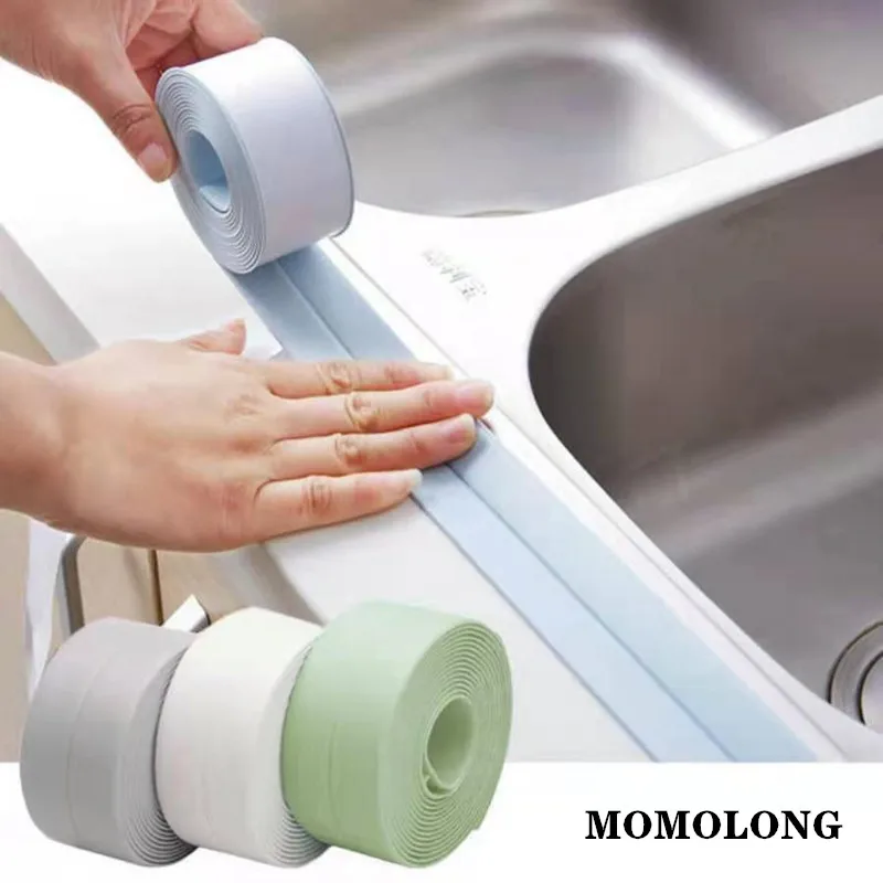 White 3.2mx38mm PVC Self Adhesive Sealing Strip Tape for Bathroom Kitchen Sink Bath Waterproof Wall