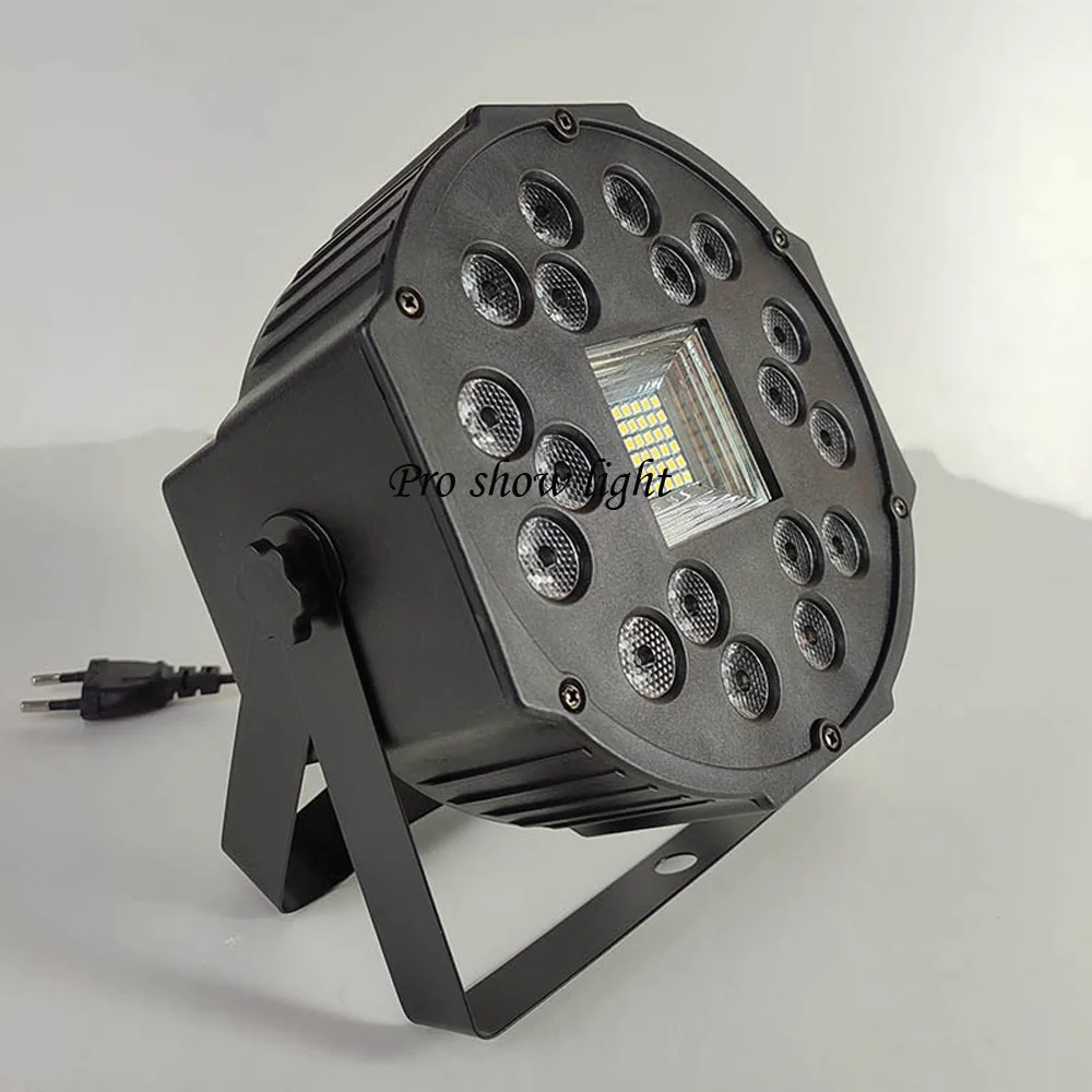 Disco Licht 18X0.75W Rgb Led Flat Par Licht Met 36X0.5W Wit Led Strobe Effect Light Dj Controller Par Led Voor kerst Licht