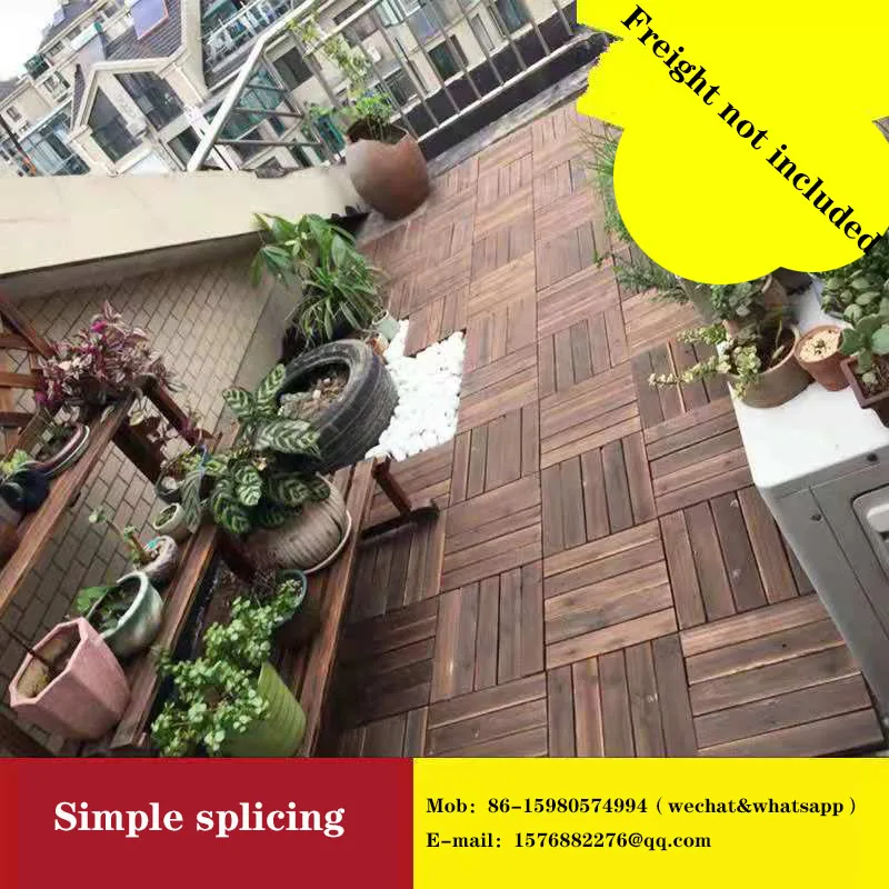 Antiseptic wood floor outdoor terrace balcony carbonized wood outdoor courtyard pineapple DIY splicing