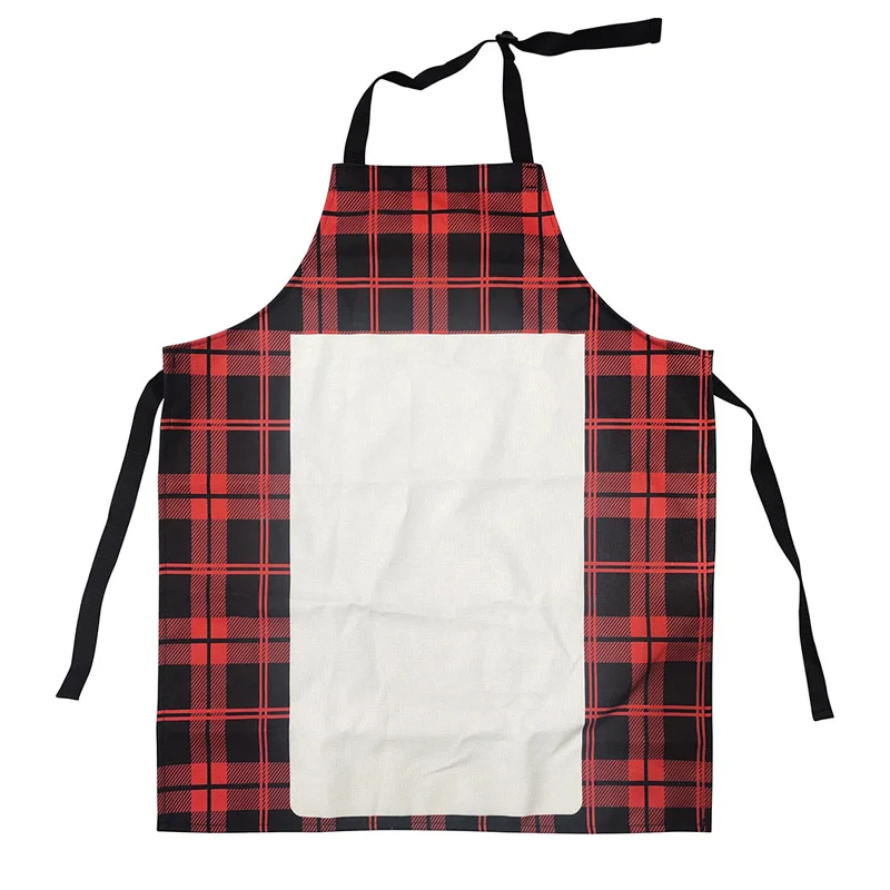 5pcs Sublimation DIY White Blank Graid Patchwork Polyester Apron Christmas Gift