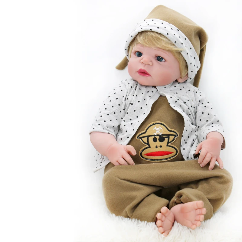 

20 дюймов, 50 см Reborn Baby Doll на данный момент касания мягкий силиконовый корпус милый Белокурый мальчик с голубыми глазами Rebirth куклы Bebe игрушки для детей, подарки