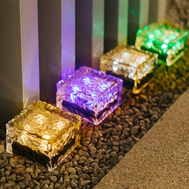 Outdoor Decorations Solar Lawn Garden Lights Decorative Brick Ice Cube LED Light for Pathway Driveway Lanscape Backyard Patio