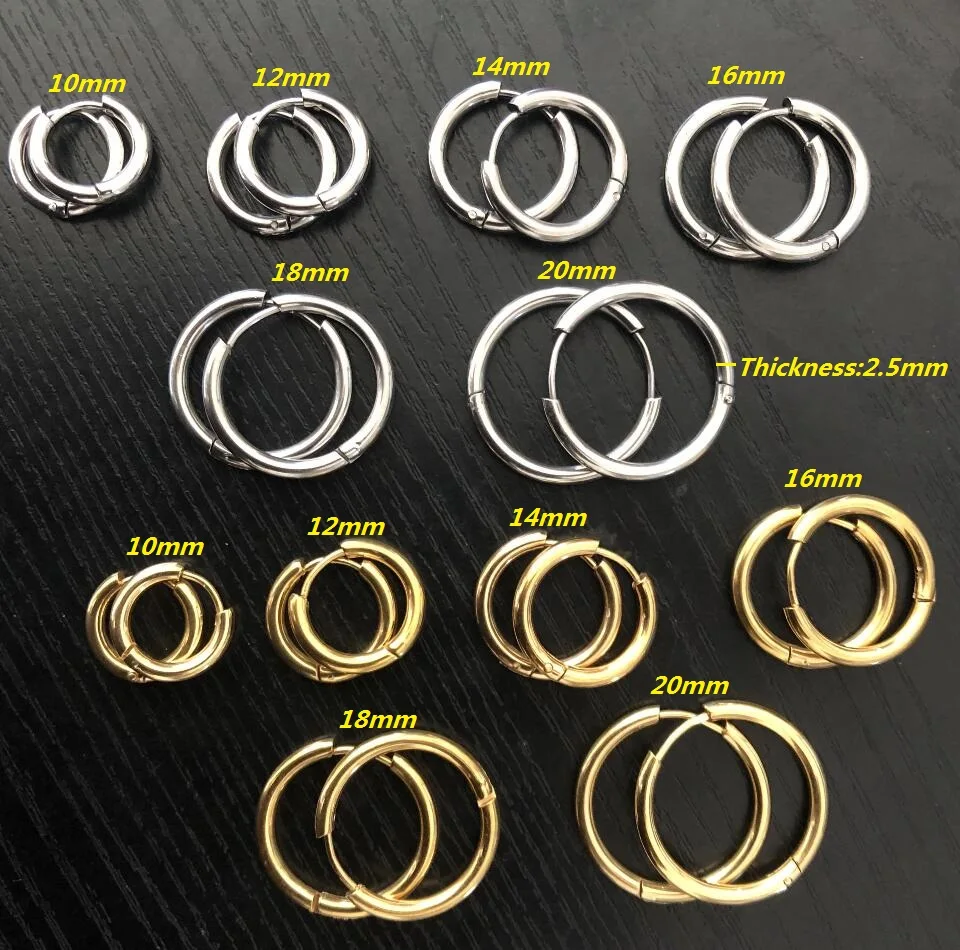 Multiple Small Round Ear Rings for Women Men Jewelry Stainless Steel Ear Clip Cuff Simple Fashion Black Hoops Earring 2023 image 3