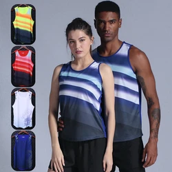 High quality spandex Men/Women Running Vest Gym Sleeveless Track and field Shirt marathon Slim Tank Sport Vest Top Training