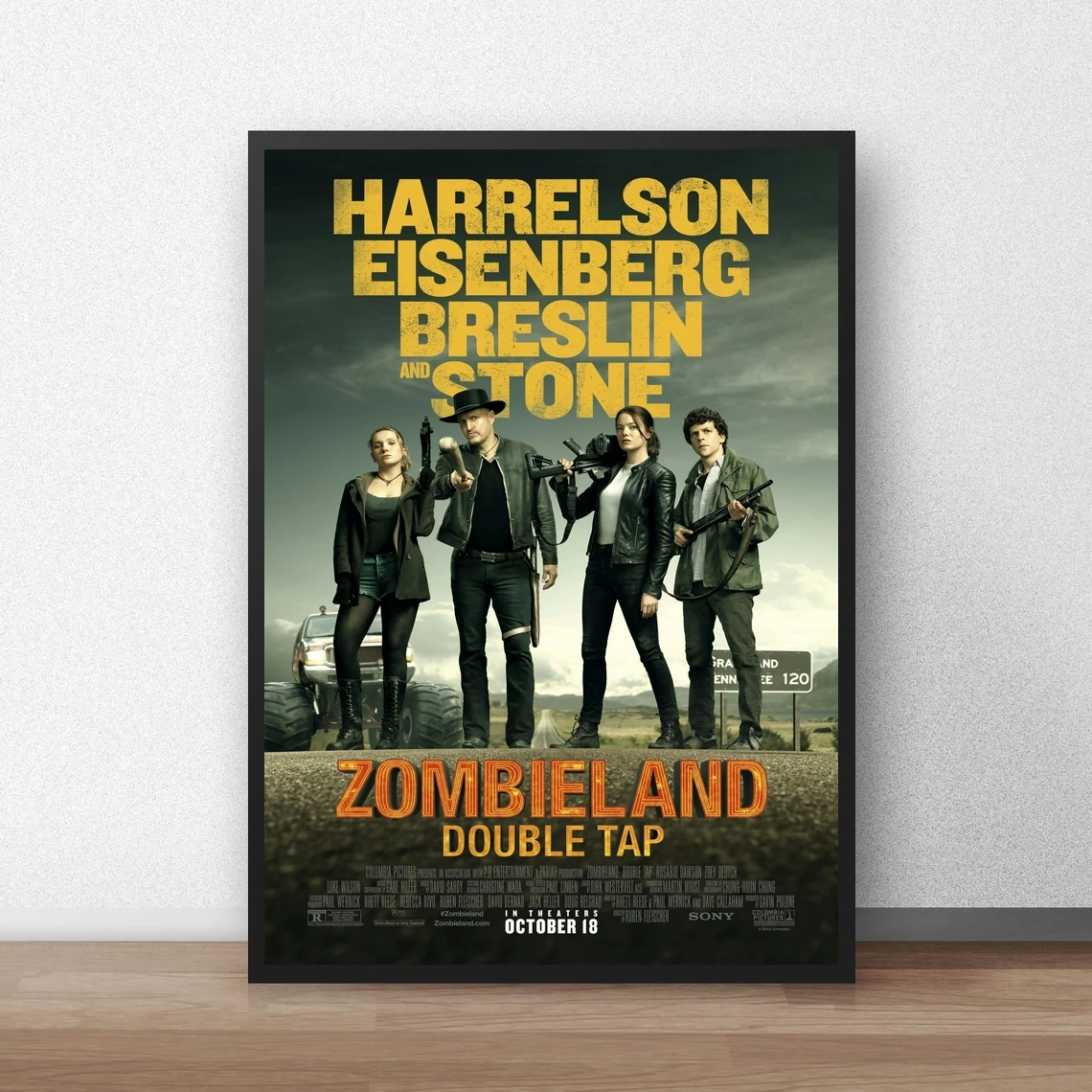 زومبي لاند مزدوج الحنفية الفيلم الكلاسيكي المشارك قماش الفن طباعة ديكور المنزل طلاء جدران (بدون إطار) #2