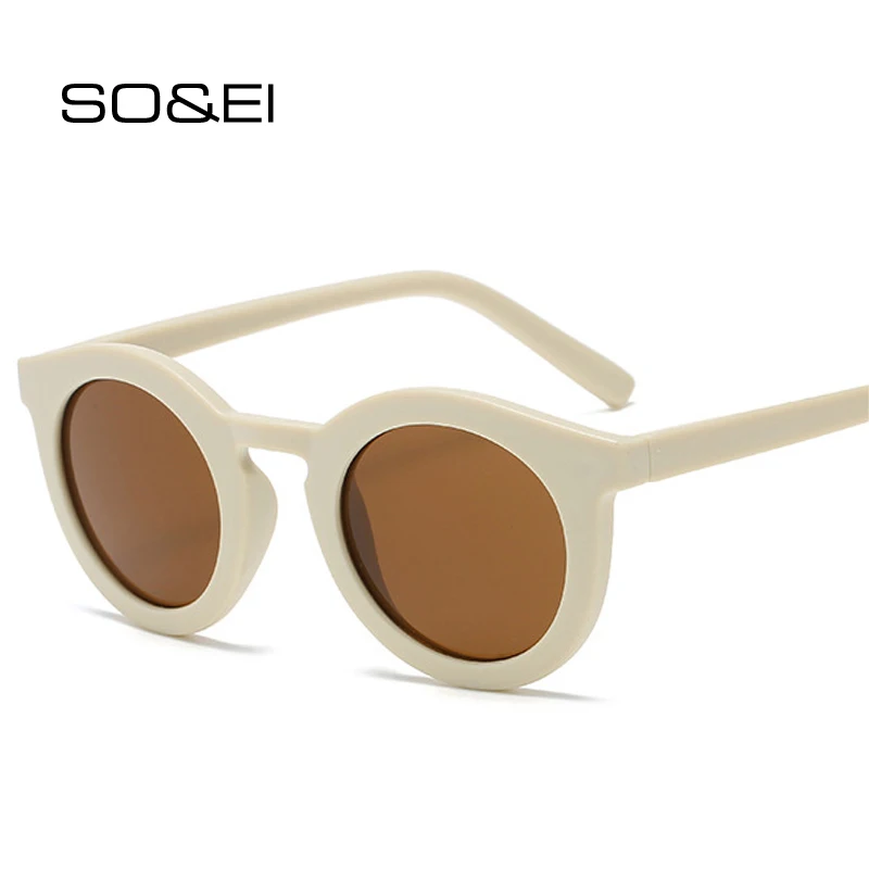 SO&EI Retro klasyczne okrągłe okulary przeciwsłoneczne damskie modne modne galaretki odcienie kolorów UV400 Vintage męskie szare okulary przeciwsłoneczne w kształcie herbaty